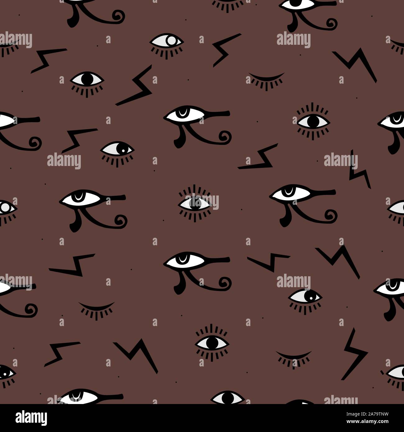 Third Eye Seamless pattern.  Seamless Pattern. Psychedelic eyes. Egyptian, closed and opened eye, suspicious eye. Good for webs, fabric cover, books, Stock Vector