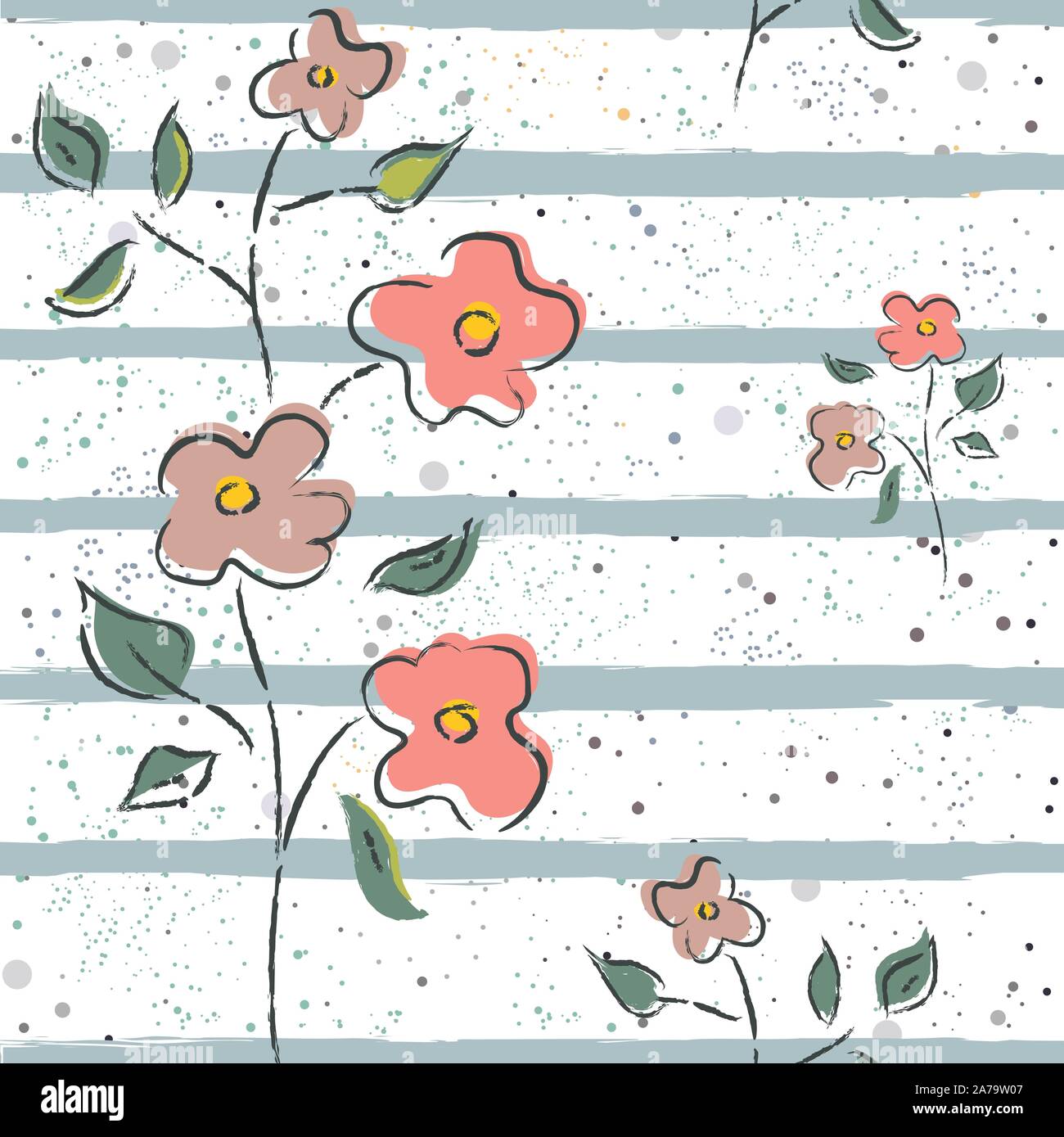 Floral Seamless Pattern. Hand Drawn. Vector Illustration Stock Vector ...