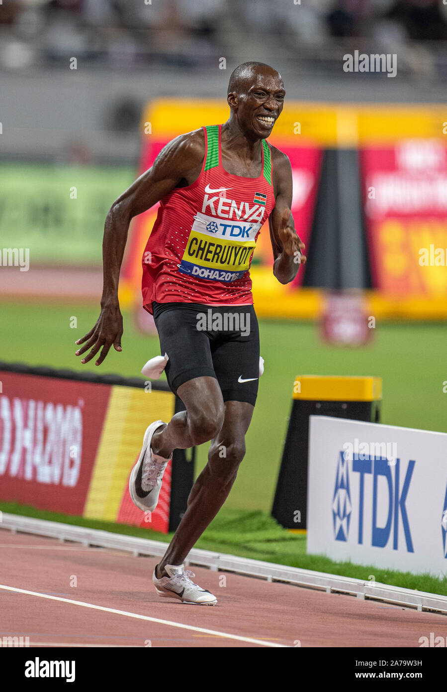 Doha Qatar Oct 6 Timothy Cheruiyot Of Kenya Competing In The Men S 1500m Final On Day 10 Of The 17th Iaaf World Athletics Championships 2019 Kalif Stock Photo Alamy