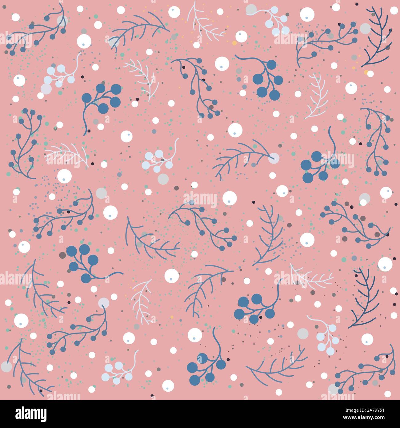 Seamless WInter Pattern with berries. Vector Illustration Stock Vector