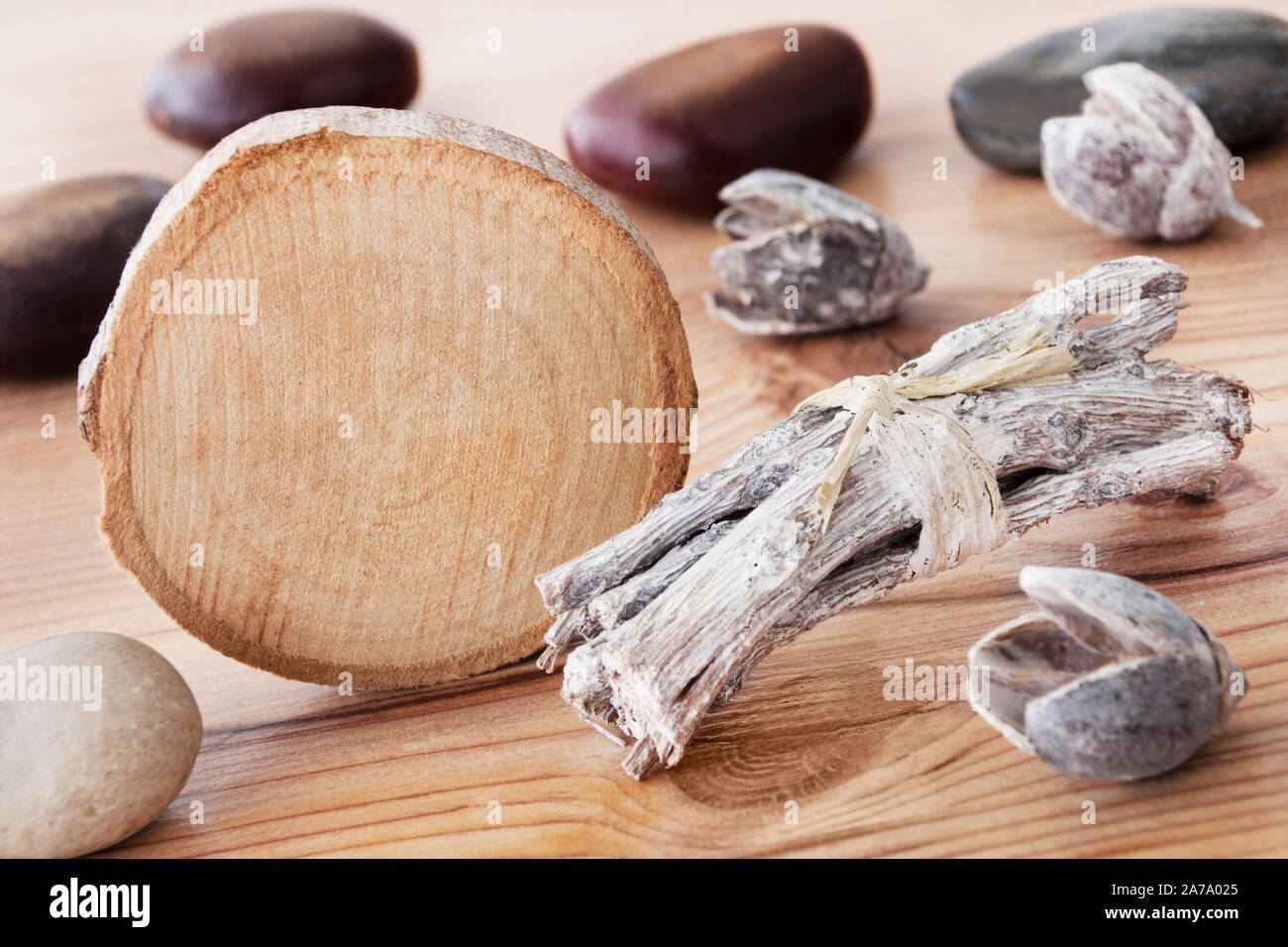 Decoration Wood And Stones With Copy Space Stock Photo 331519165