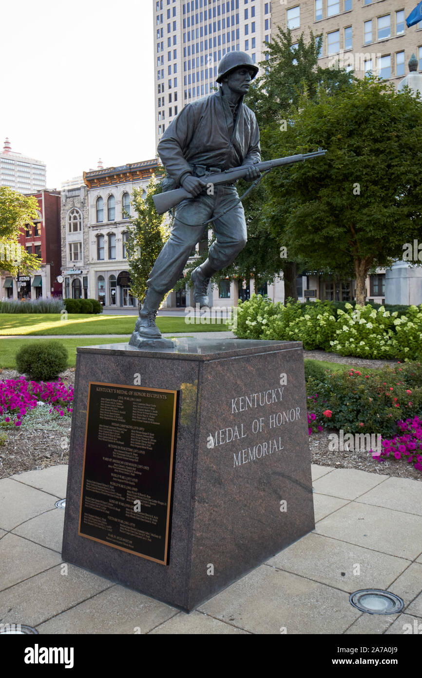 kentucky medal of honor memorial statue of john c. squires  louisville kentucky USA Stock Photo