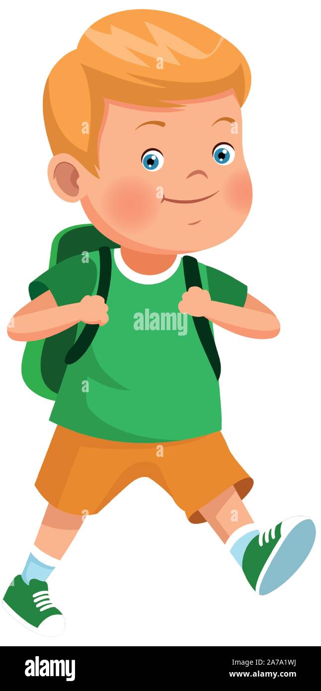 cute boy with backpack icon Stock Vector Image & Art - Alamy