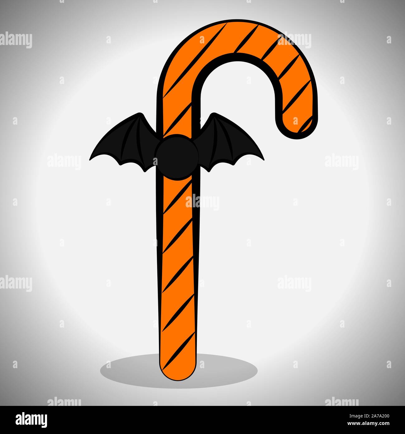 Halloween cane with a bat. Spooky halloween Vector illustration Stock