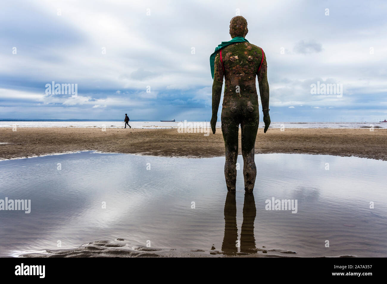 Crosby Beach, permanent home to ‘Another Place’, sculpture by artist, Antony Gormley. Liverpool, UK Stock Photo