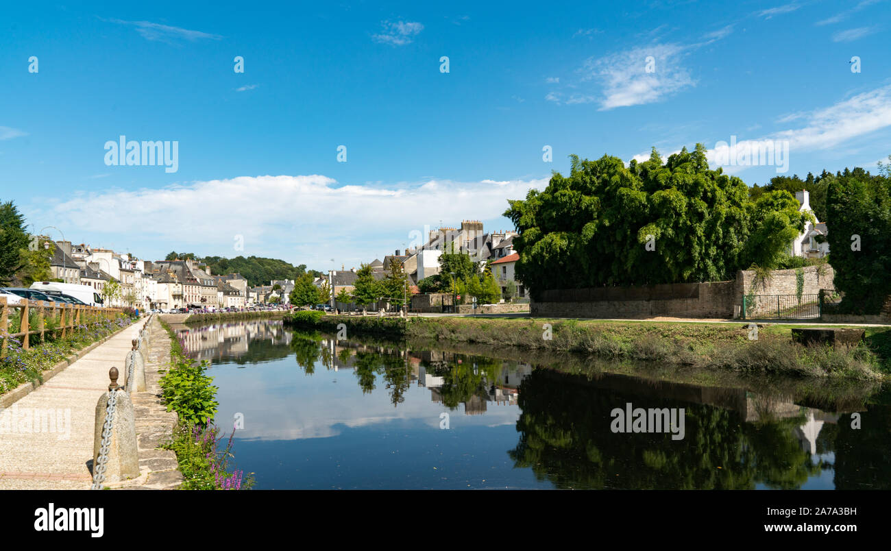 Quimperle, Finistere / France - 24 August 2019: the river Laita and smalltown of Quimperle in southern Brittany Stock Photo