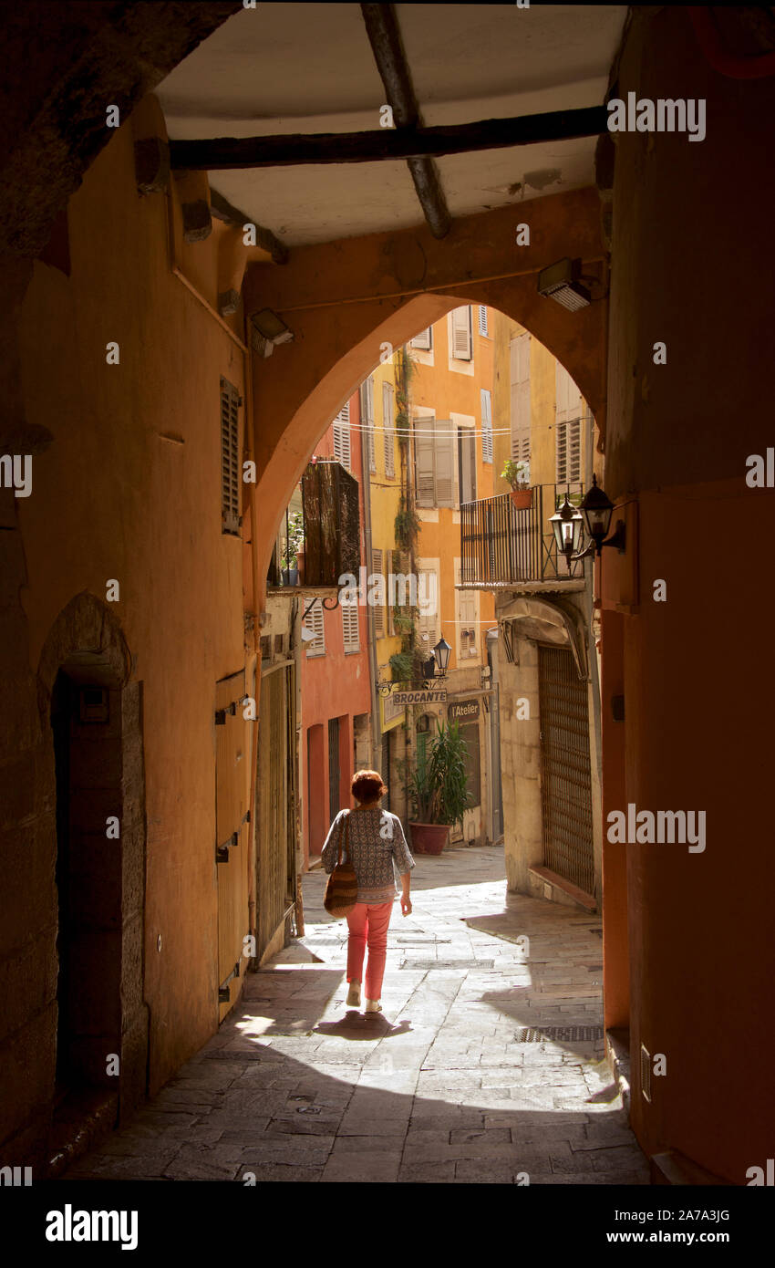 Narrow alley Grasse Provence France Stock Photo