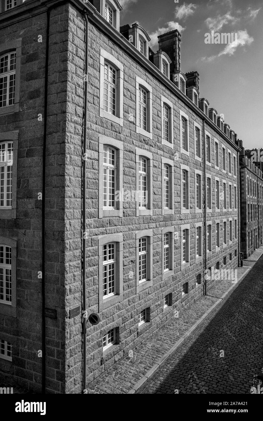 SaintMalo, IlleetVilaine / France 19 August 2019 black and white