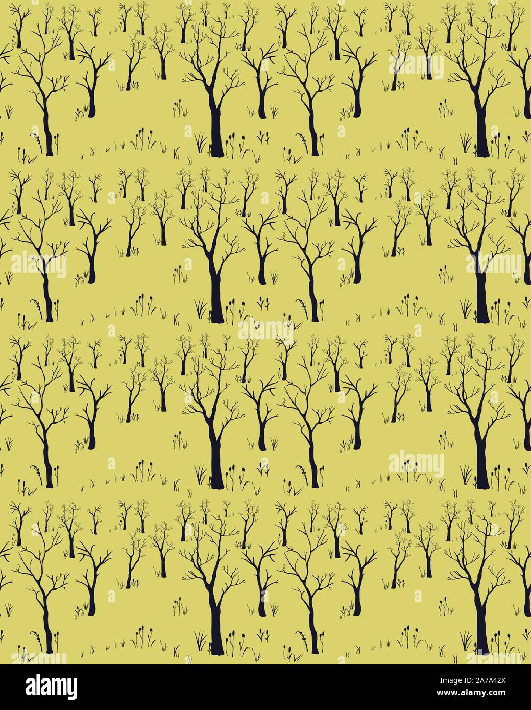 Silhouettes of Trees on subtle background. Tree Pattern. Vector illustration Stock Vector