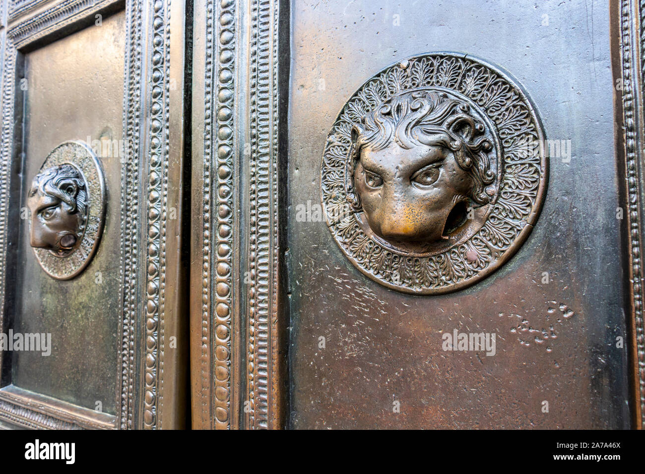 Lion Head Doorknocker Of The Carolingian Wolf S Door At The Aachen