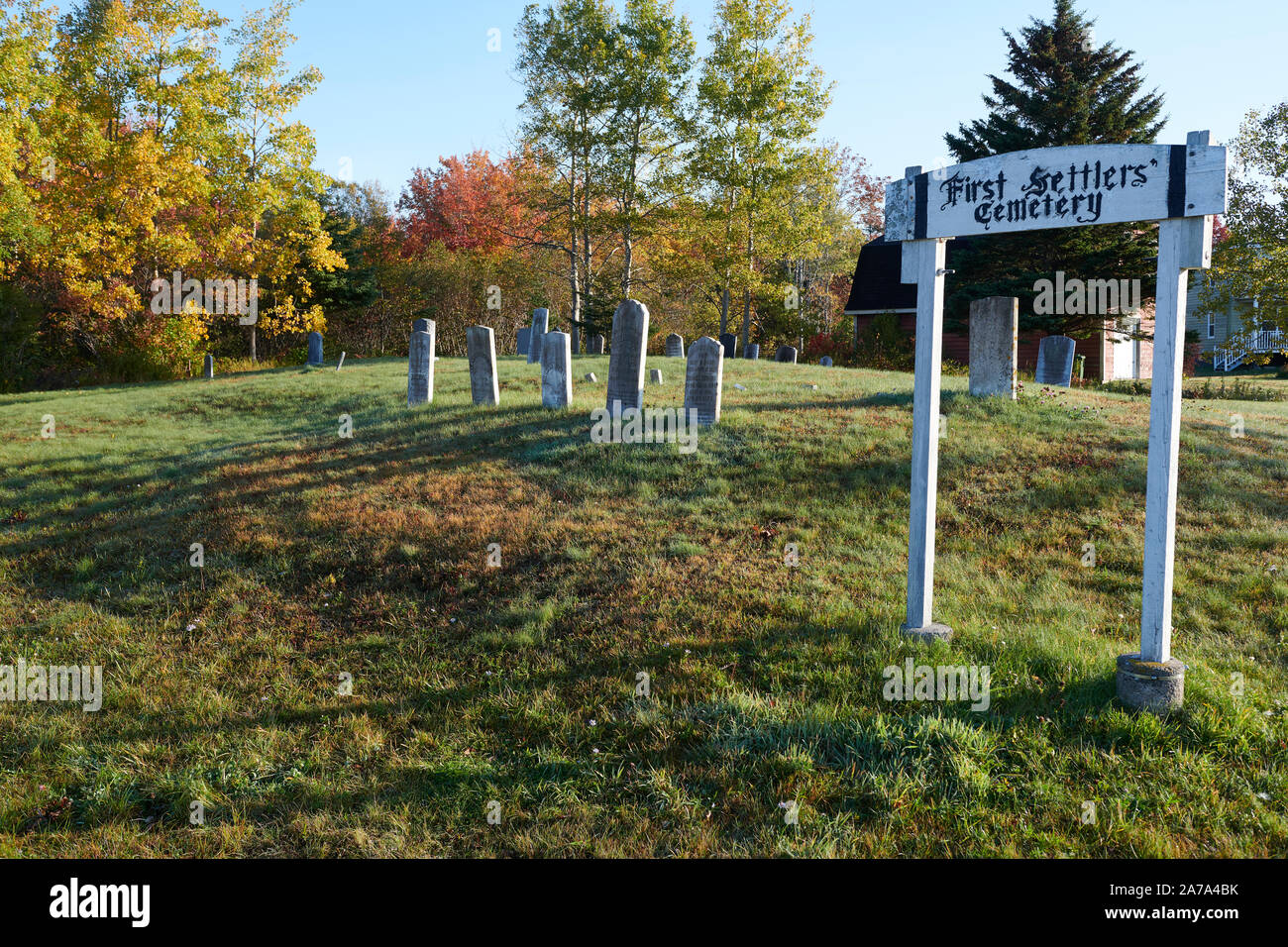 First Settlers Cemetery, Broad Cove river, Nova Scotia, Canada Stock