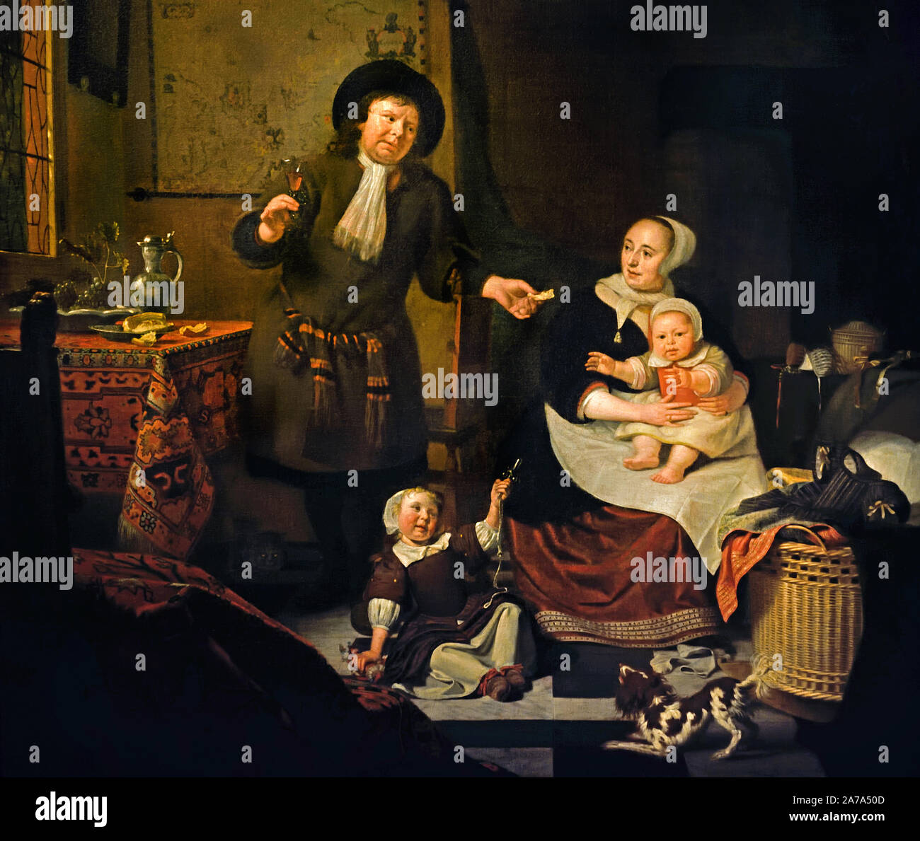 Family in an Interior 1673 by Michiel van Musscher 1645 - 1705