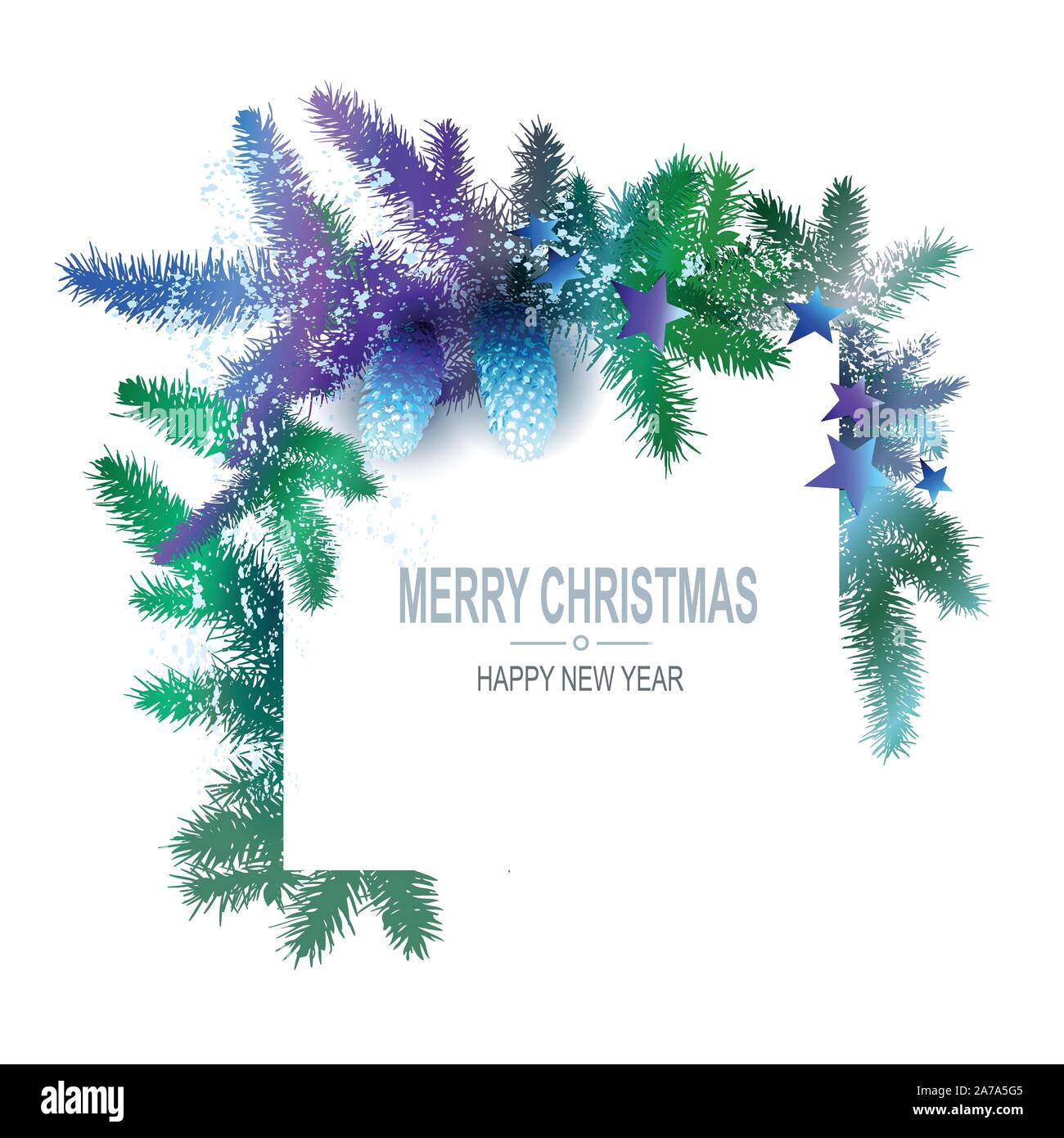 Christmas tree branch with cones Stock Vector