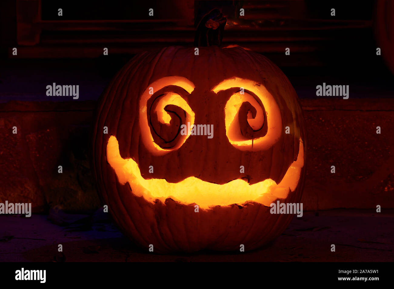 Jack O Lantern Glowing in the Dark Stock Photo - Alamy