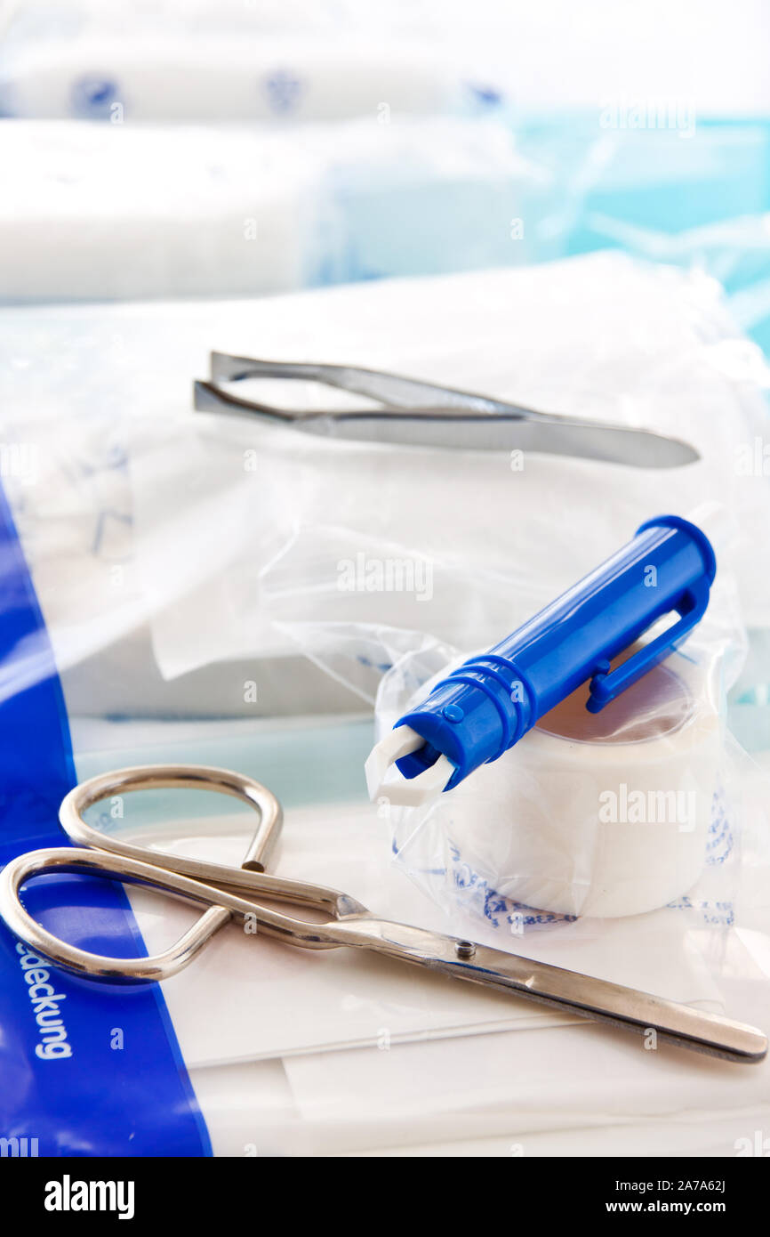 First aid kit close up Stock Photo