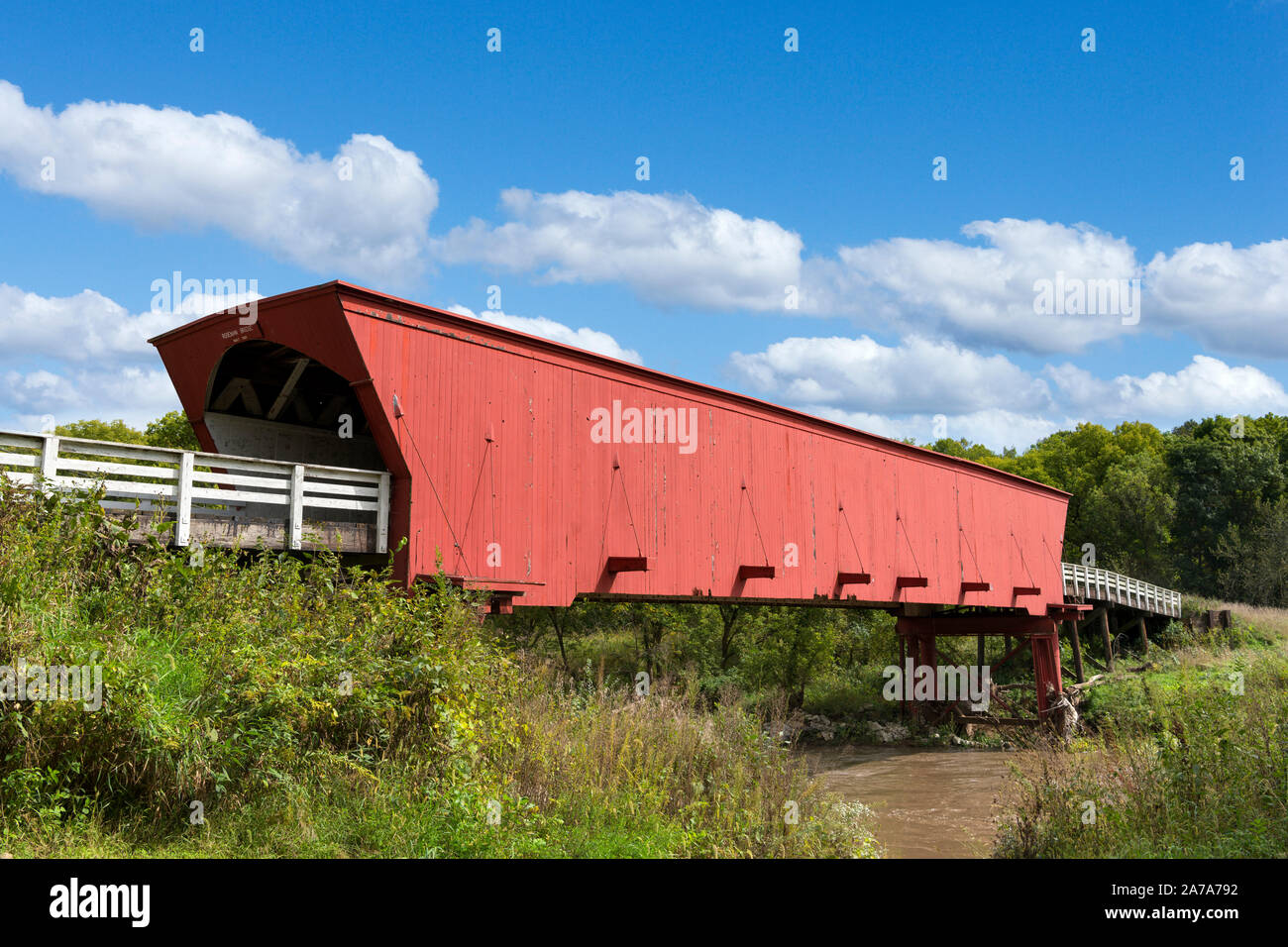 Roseman covered bridge, Winterset, Iowa, USA. The bridge is one of the famous Bridges of Madison County Stock Photo