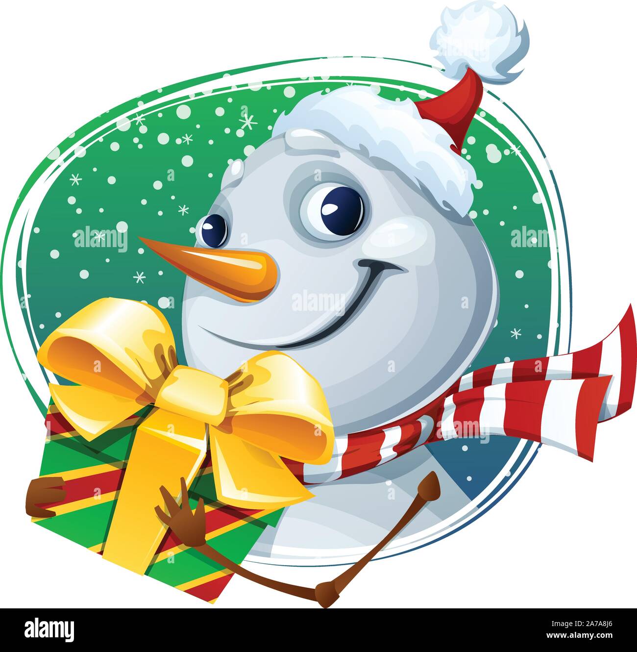 Vector Christmas card with funny cartoon Snowman characters Stock ...