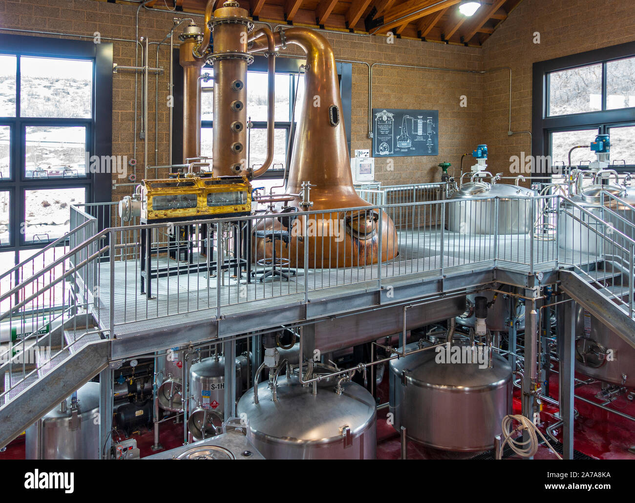 Utah, Wanship, High West Distillery, combination still, continuous reflux and pot stil Stock Photo