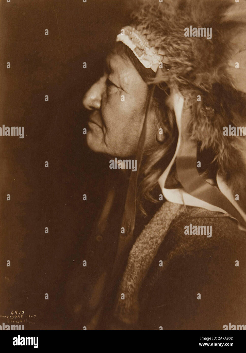 Vintage native American red skinned indian portrait from the old ...