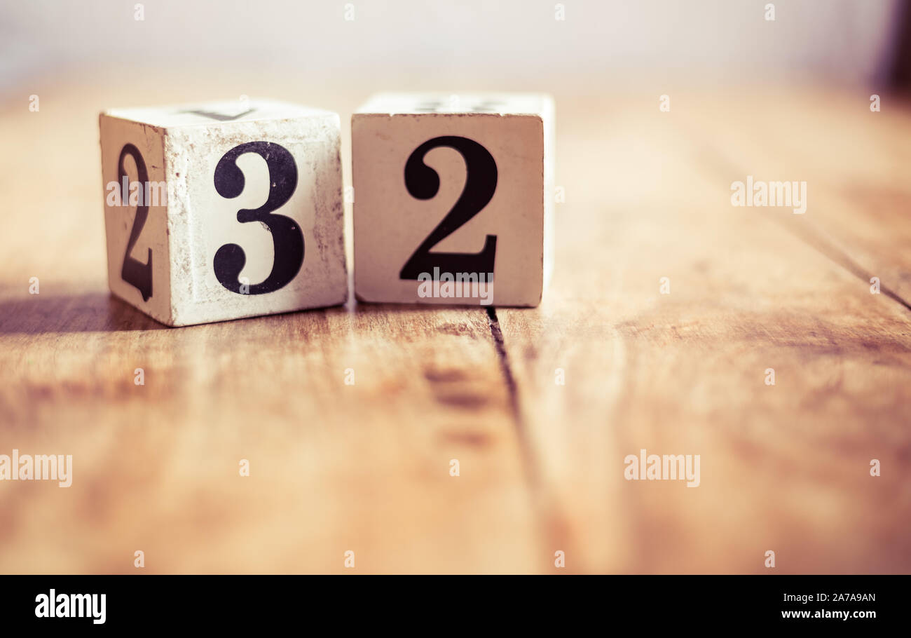 Number 32, thirty two, three and two - date, anniversary, birthday Stock Photo