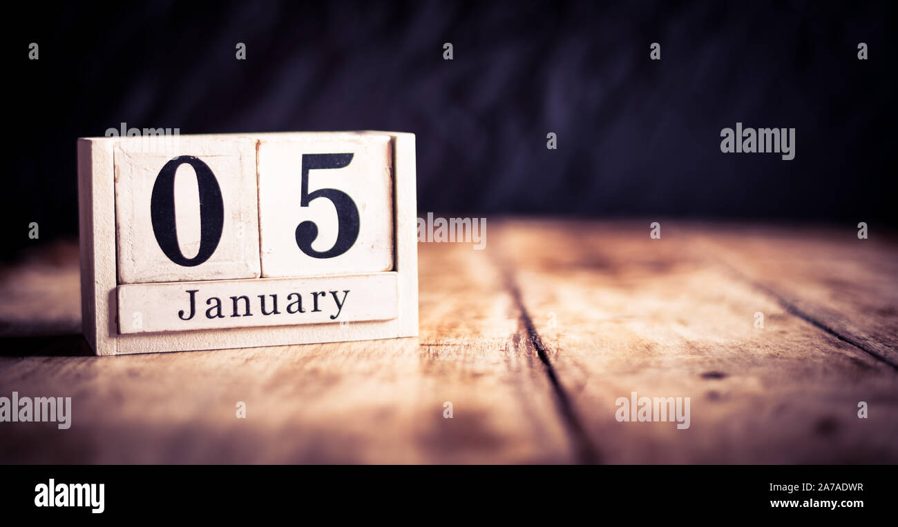 January 5th, 5 January, Fifth of January, calendar month date or