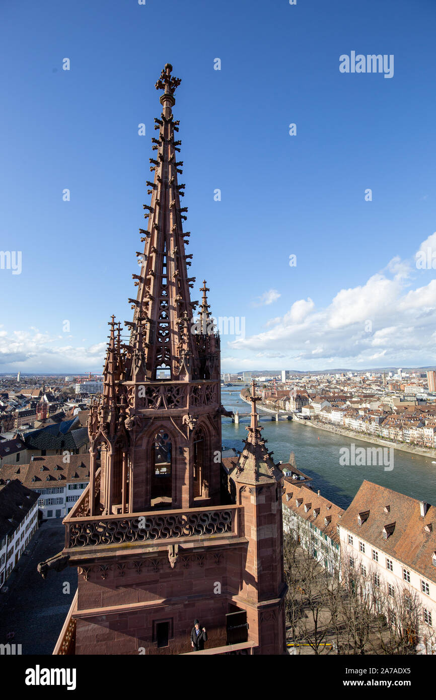 View from top of Basel Minster, Switzerland Stock Photo