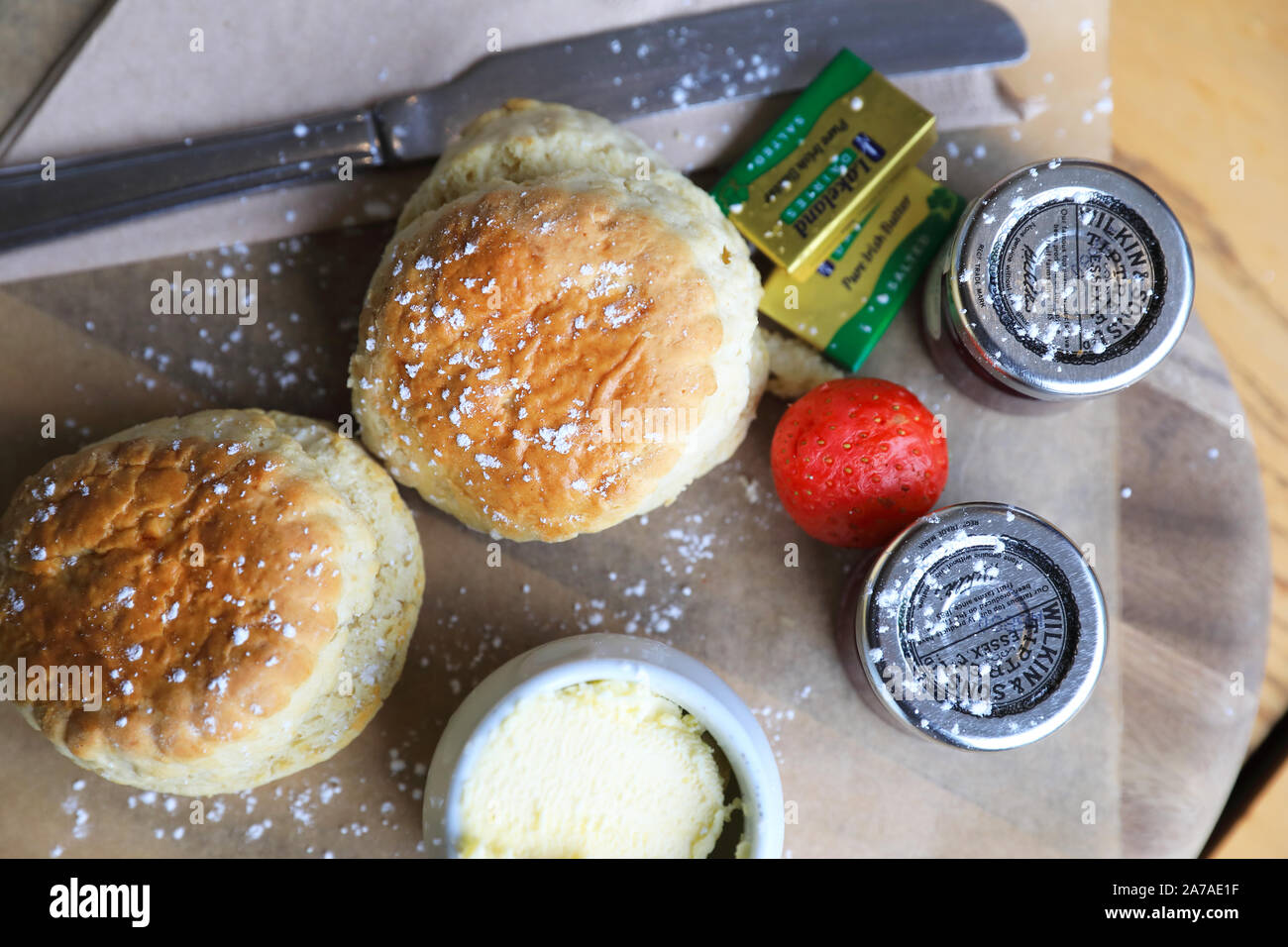 Cream tea in Devon, UK Stock Photo Alamy