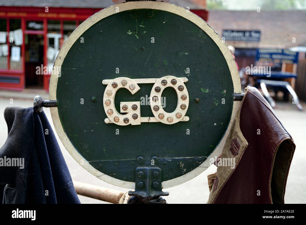 Green Vintage Go Sign Stock Photo