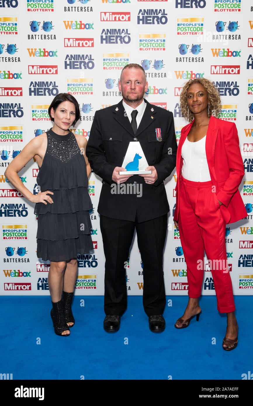 Red carpet arrivals for The Mirror Animal Hero Awards 2019, in partnership with People's Postcode Lottery and Webbox at Grosvenor House Hotel Featuring: Lucrezia Milarini, Special Recognition Winner Inspector Kevin Kelly, Gillian Burke Where: London, United Kingdom When: 30 Sep 2019 Credit: Phil Lewis/WENN.com Stock Photo