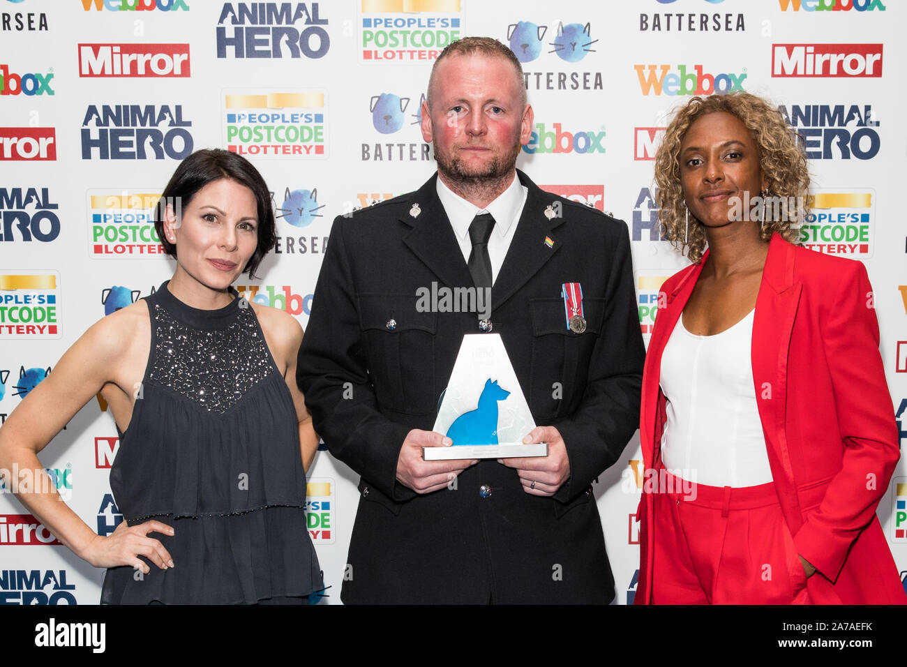 Red carpet arrivals for The Mirror Animal Hero Awards 2019, in partnership with People's Postcode Lottery and Webbox at Grosvenor House Hotel Featuring: Lucrezia Milarini, Special Recognition Winner Inspector Kevin Kelly, Gillian Burke Where: London, United Kingdom When: 30 Sep 2019 Credit: Phil Lewis/WENN.com Stock Photo