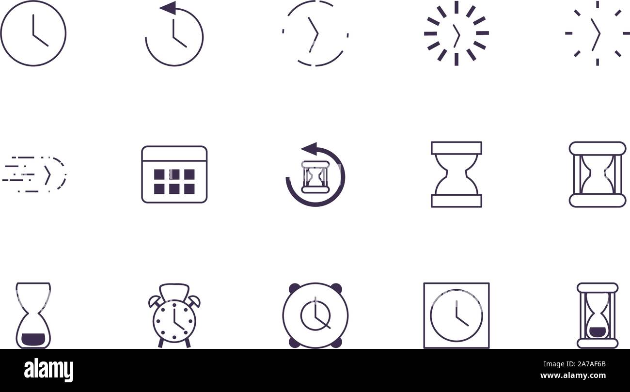 Clock icon set design, Time tool instrument second deadline measure and ...