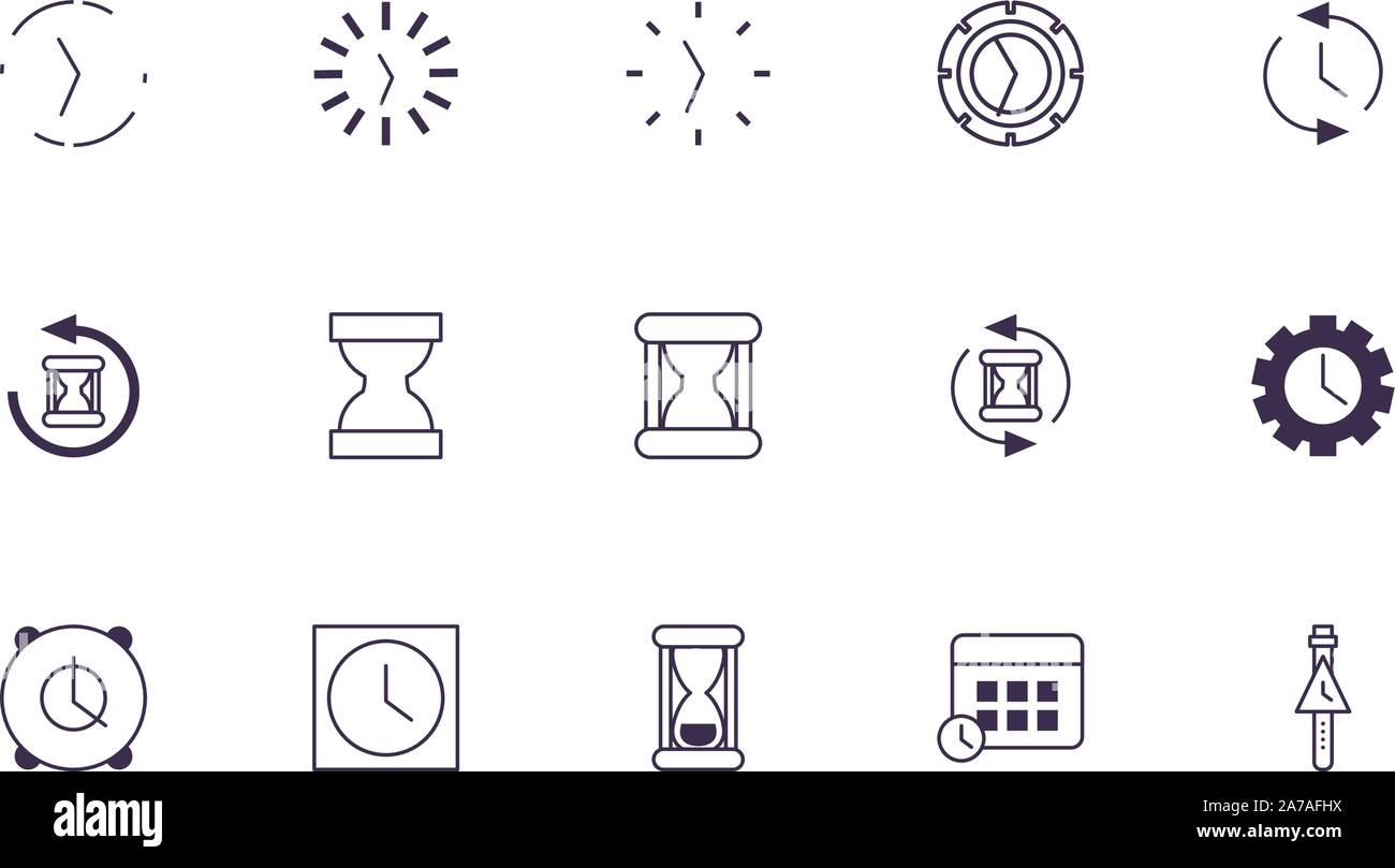 Clock icon set design, Time tool instrument second deadline measure and ...