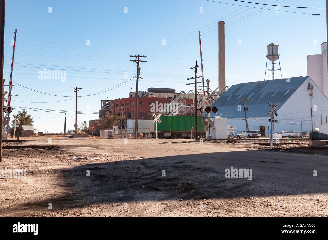 Small town in central Colorado will old abandoned factory Stock Photo
