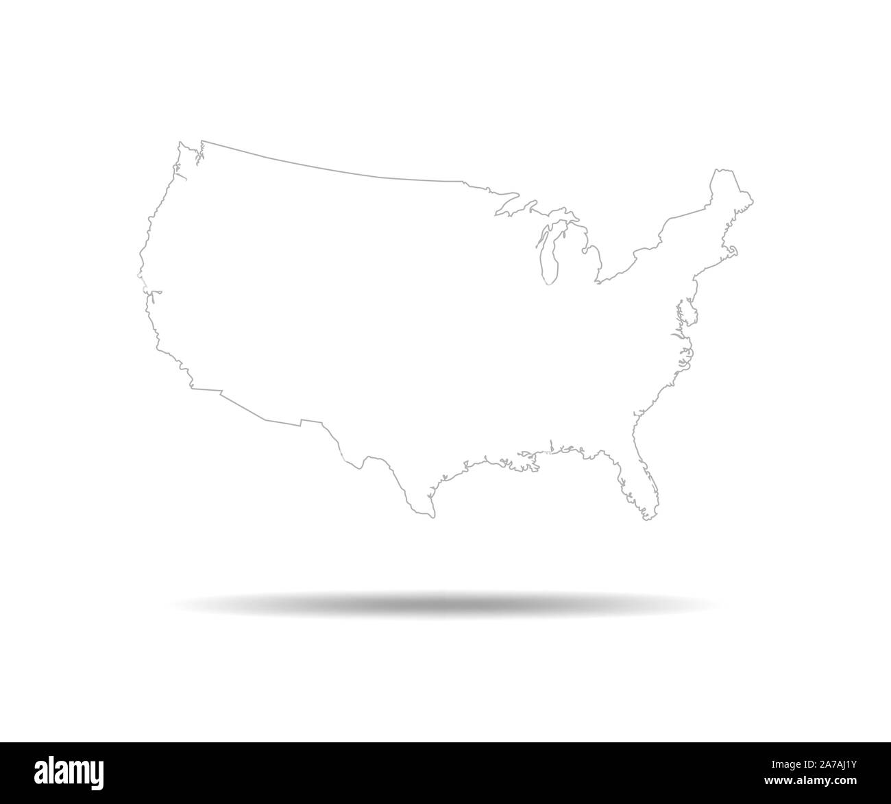 Black USA map - vector illustration. Black contour of United States. Stock Vector