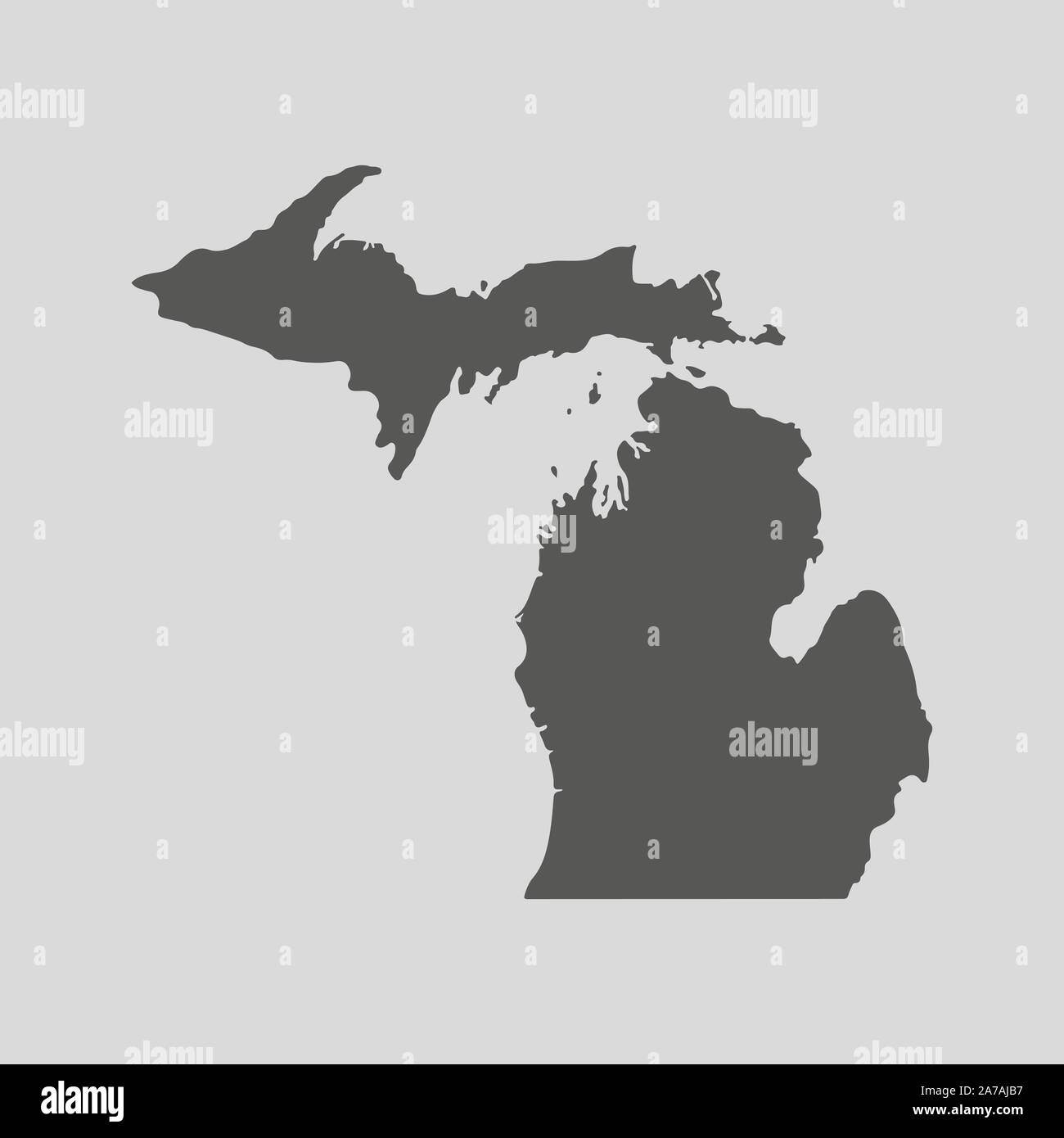 Black map of the State of Michigan - vector illustration. Simple flat ...