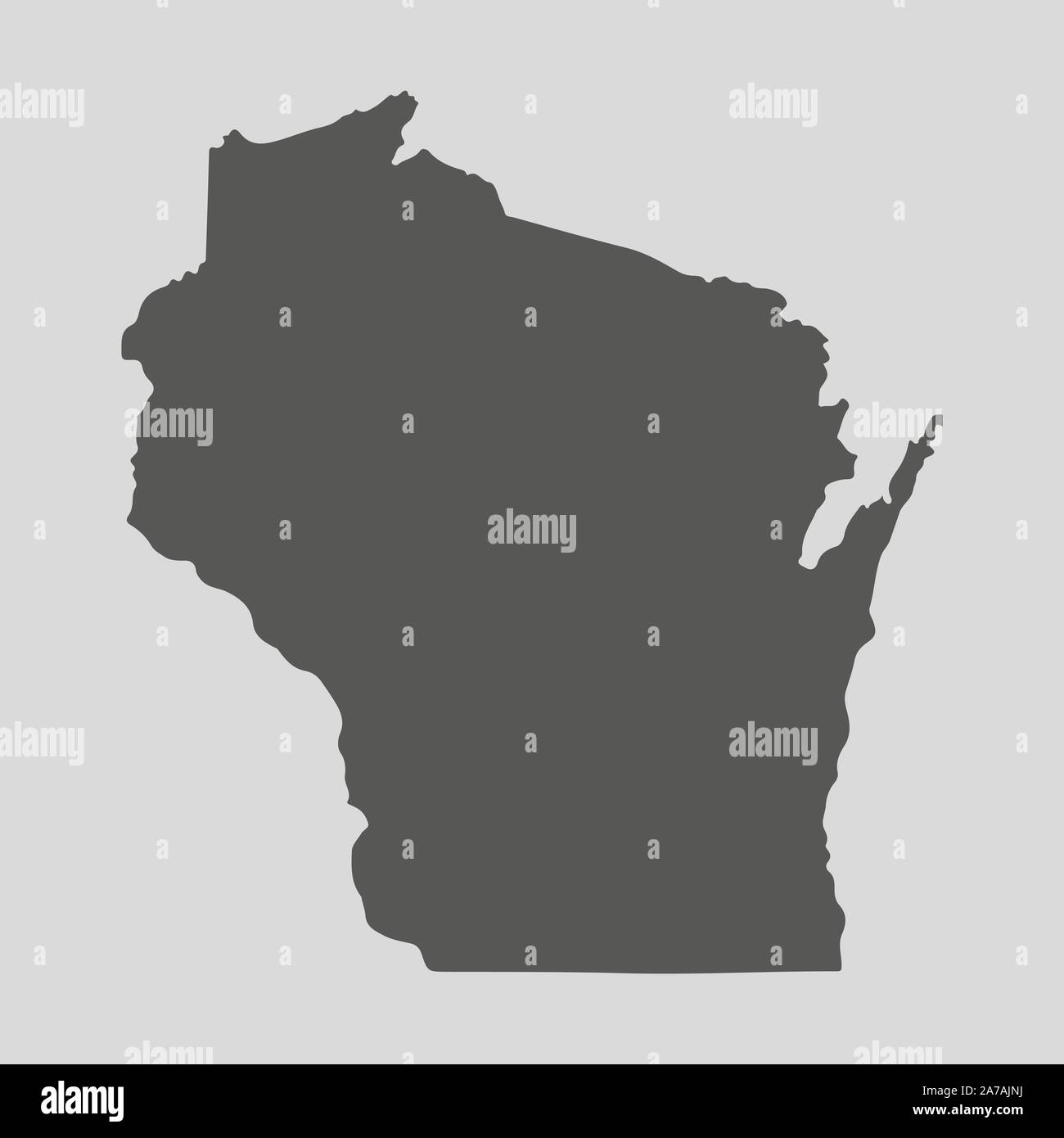 Black map of the State of Wisconsin - vector illustration. Simple flat map State of Wisconsin. Stock Vector