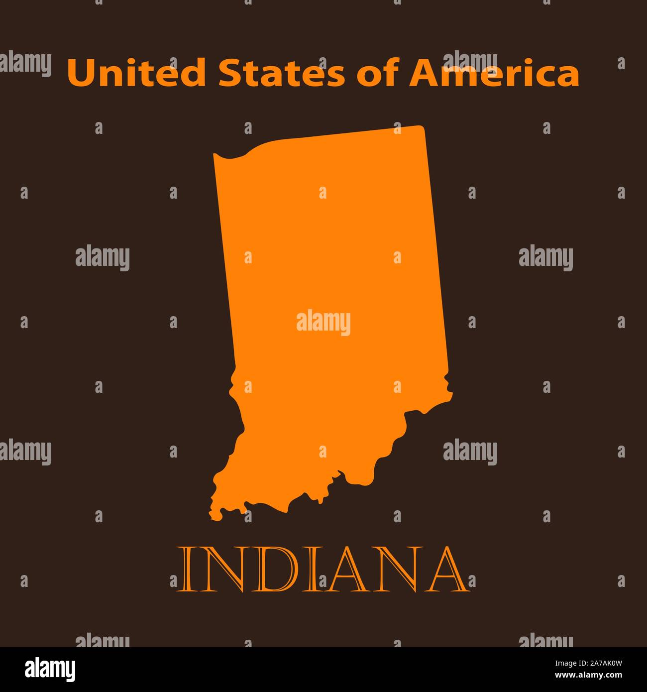 Orange Indiana map vector illustration. Simple flat map of Indiana on