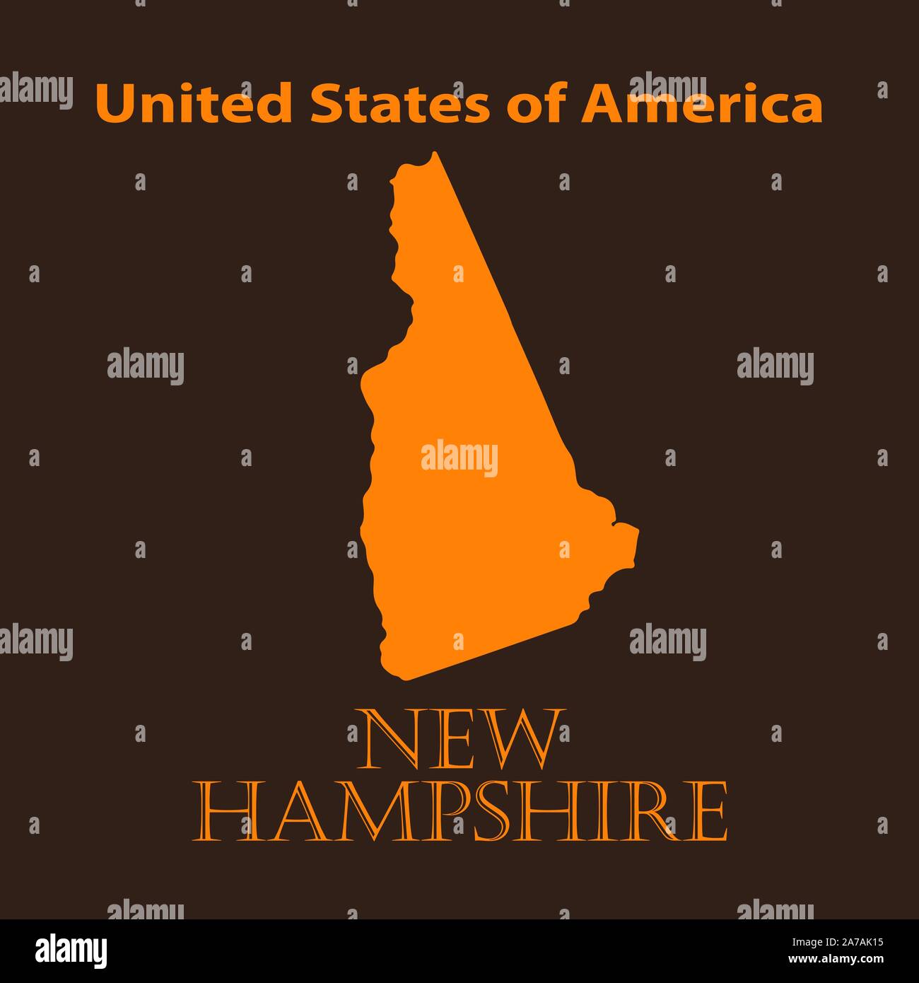 Orange New Hampshire map vector illustration. Simple flat map of New
