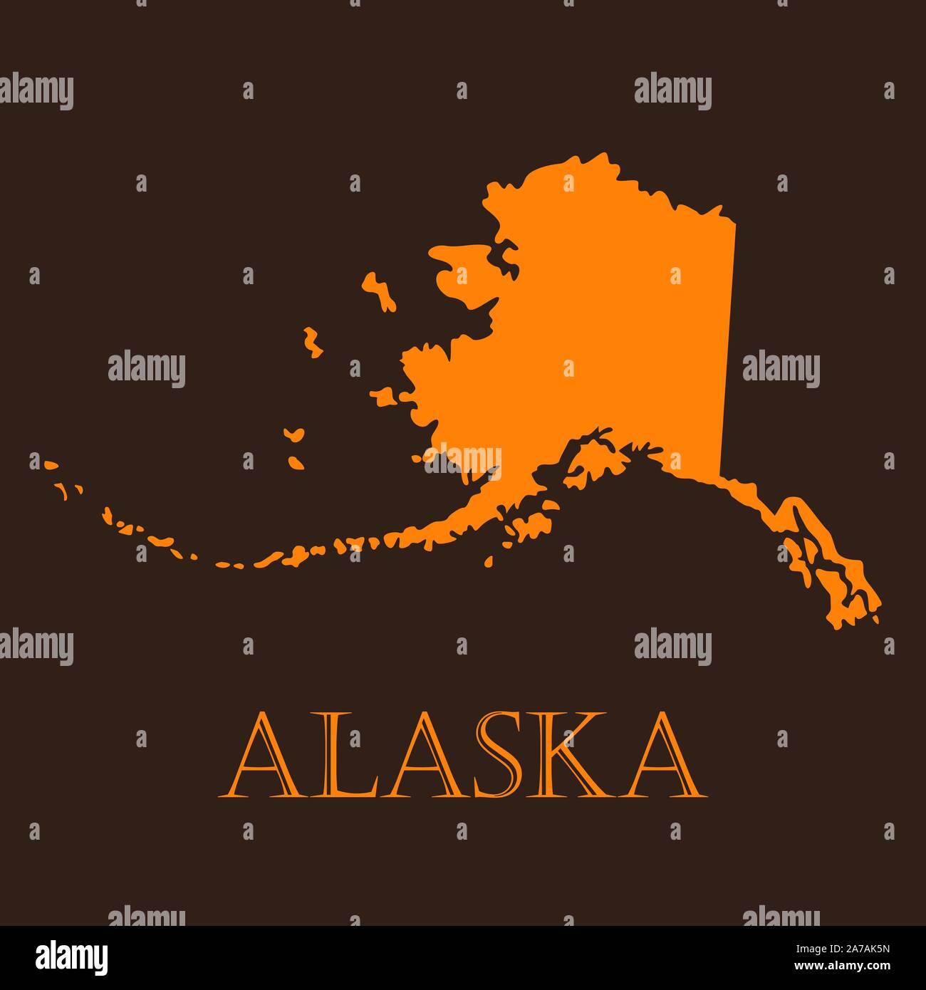Orange map of Alaska vector illustration. Simple flat map of Alaska