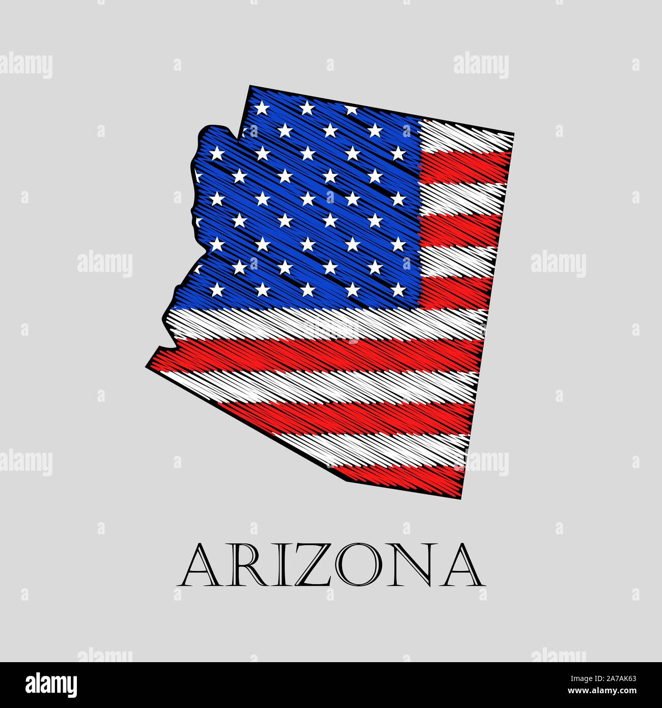 State Arizona in scribble style - vector illustration. Abstract flat ...