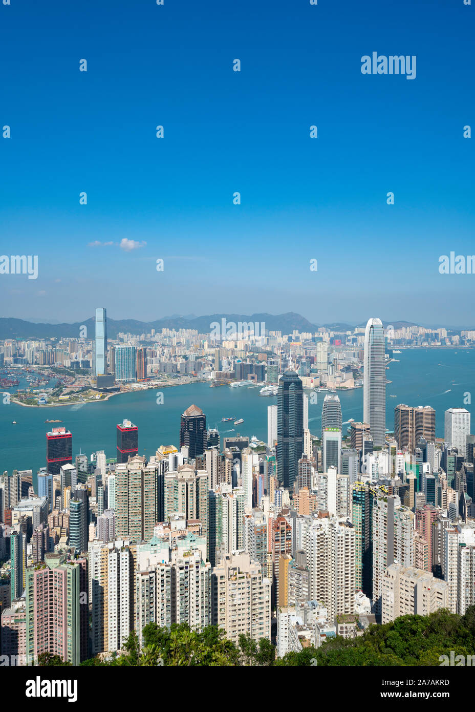 Daytime skyline view of Hong Kong from The Peak in Hong Kong, China ...