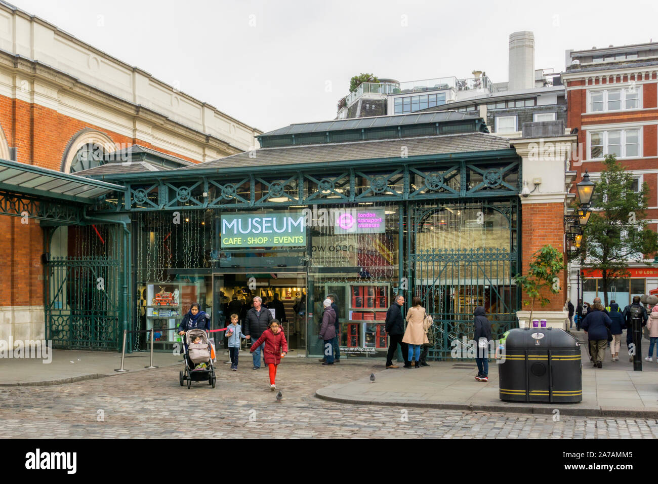 The London Transport Museum in Covent Garden is housed in one of the old market's Victorian buildings. Stock Photo