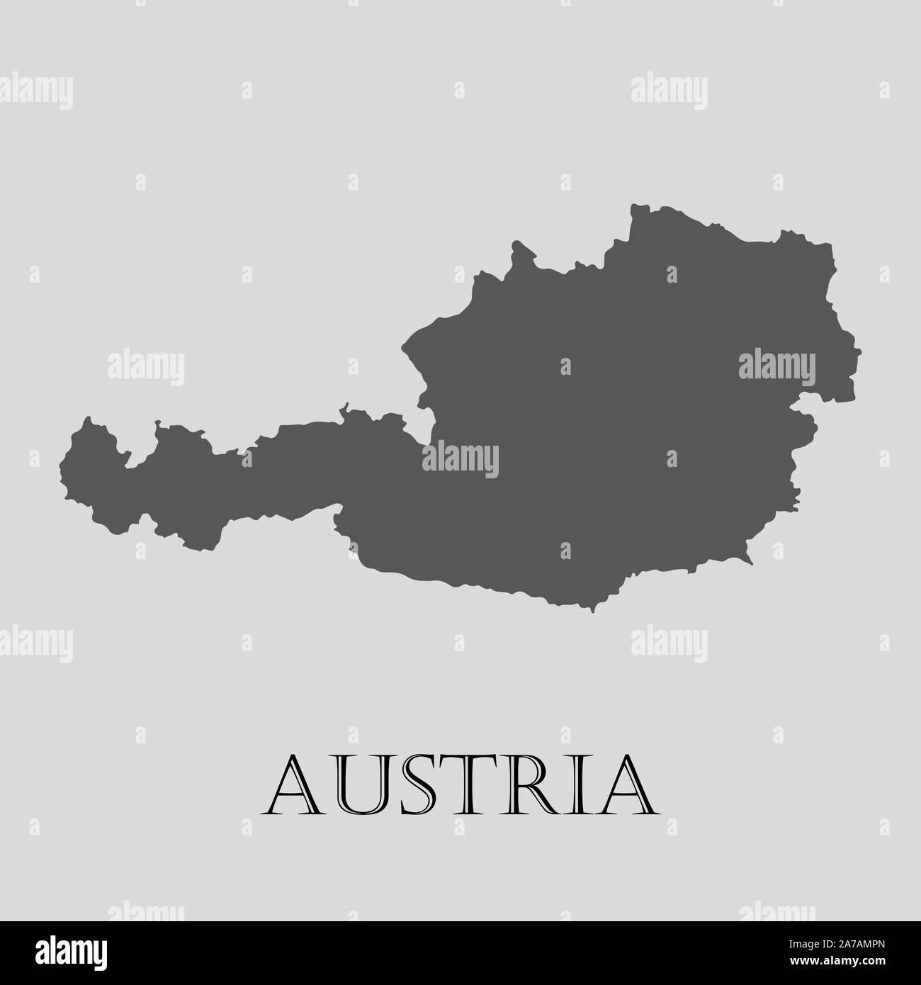 Black Austria map on light grey background. Black Austria map - vector illustration. Stock Vector