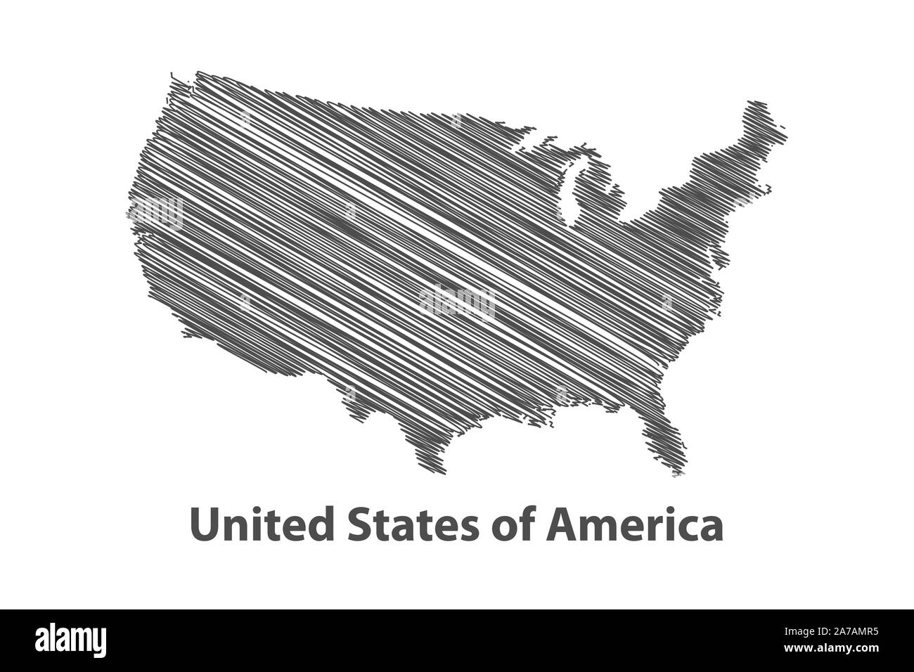 USA map in scribble style - vector illustration. Abstract flat map of ...