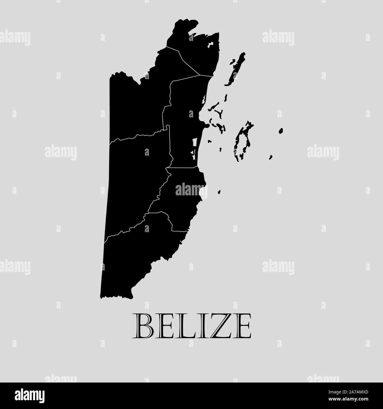 Black Belize map on light grey background. Black Belize map vector