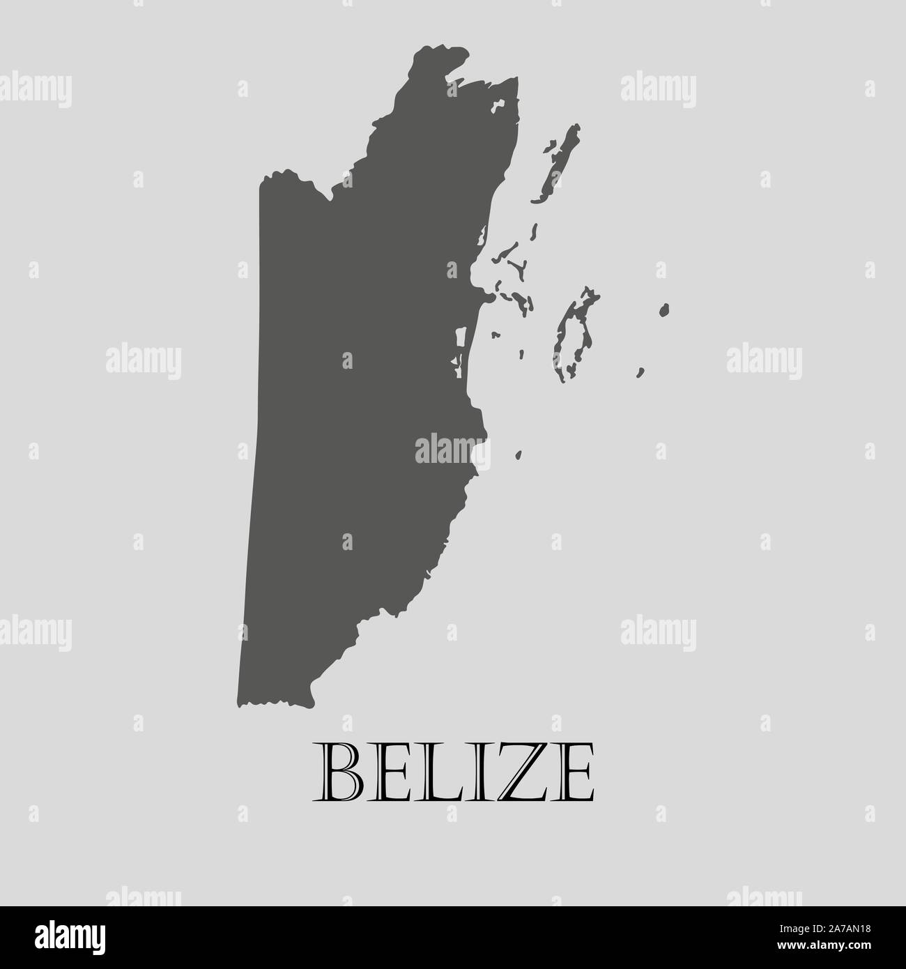 Black Belize map on light grey background. Black Belize map vector