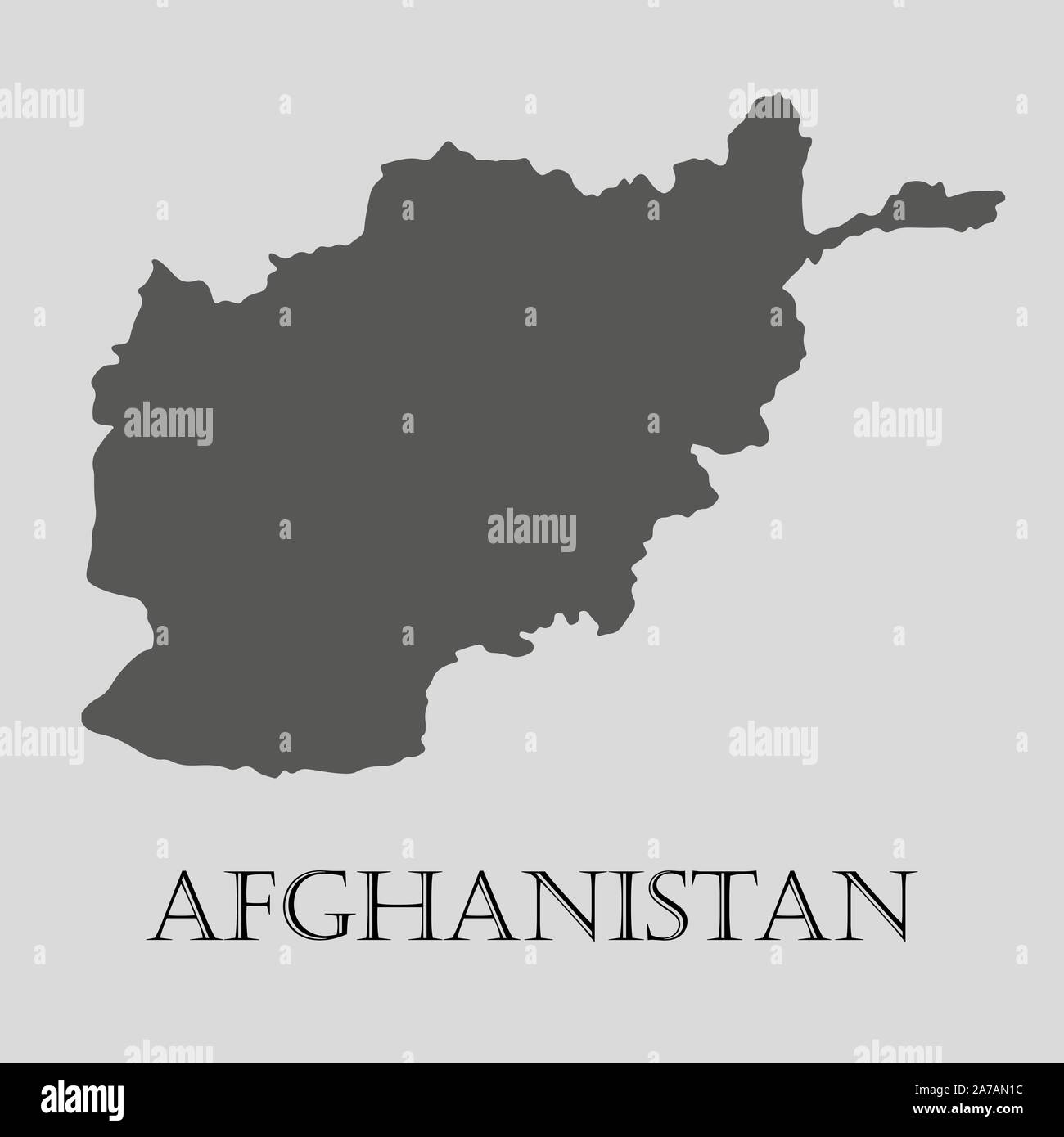 Black Afghanistan map on light grey background. Black Afghanistan map - vector illustration. Stock Vector