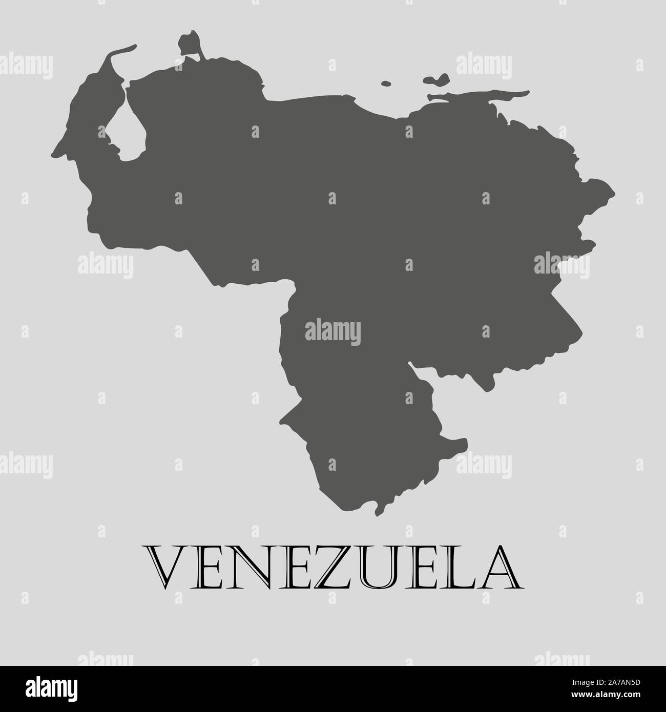 Gray Venezuela map on light grey background. Gray Venezuela map - vector illustration. Stock Vector
