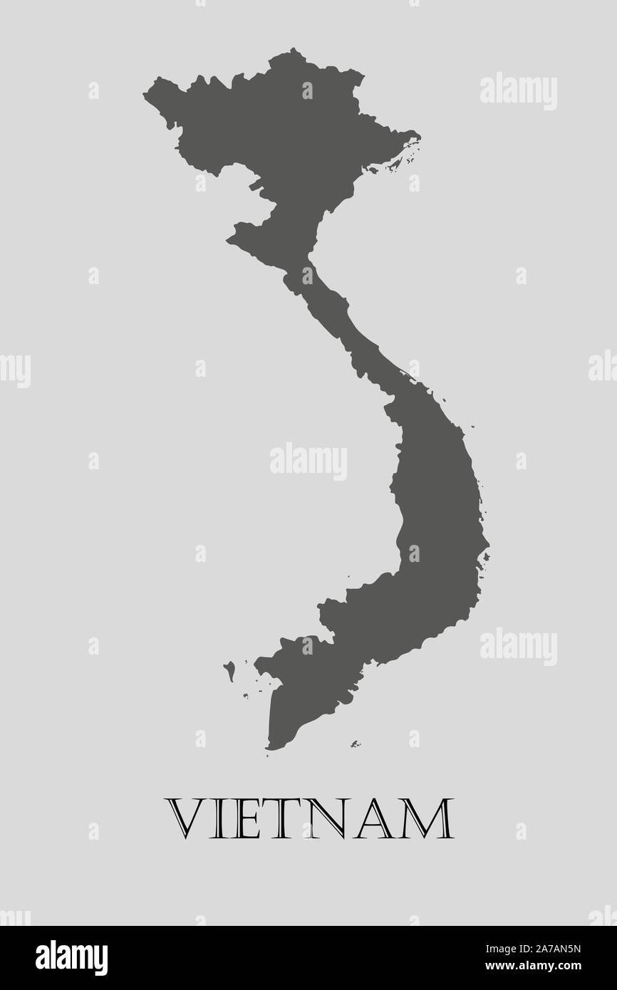 Gray Vietnam map on light grey background. Gray Vietnam map - vector