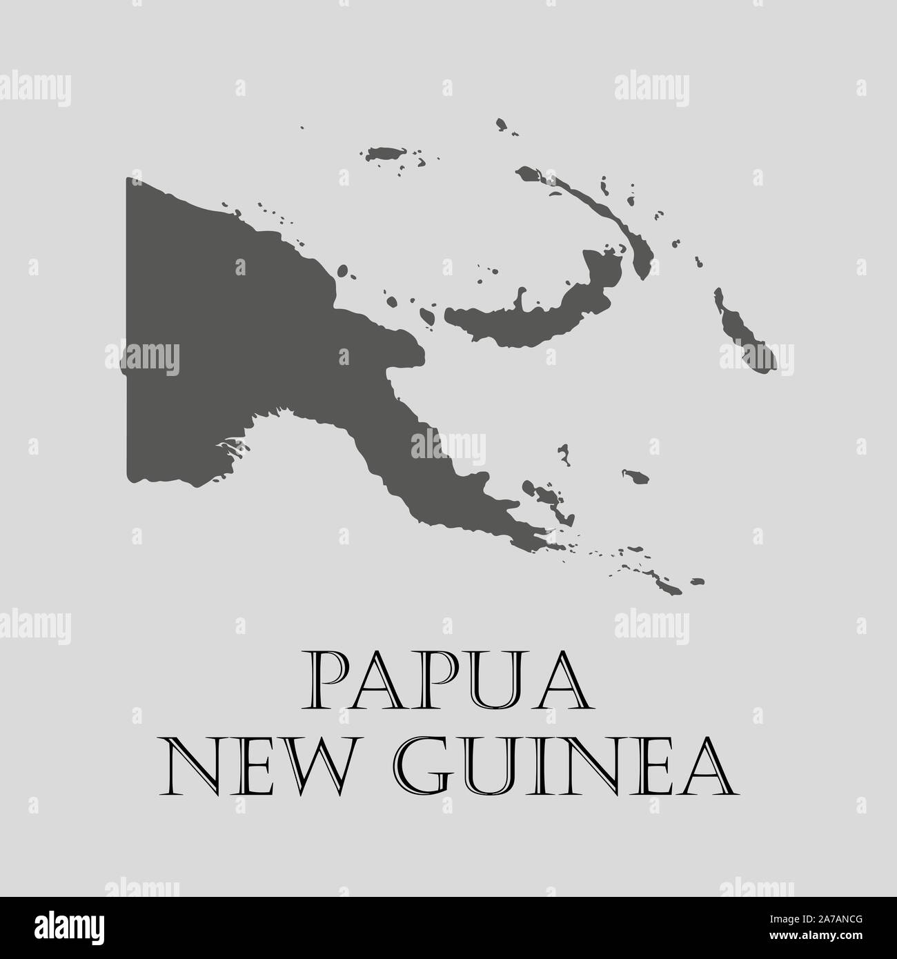 Gray Papua - New Guinea map on light grey background. Gray Papua - New Guinea map - vector illustration. Stock Vector